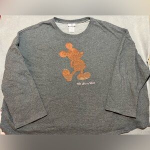 Disney Rose Gold Sequins Mickey Mouse Gray Sweater Size 3X Vacation Travel